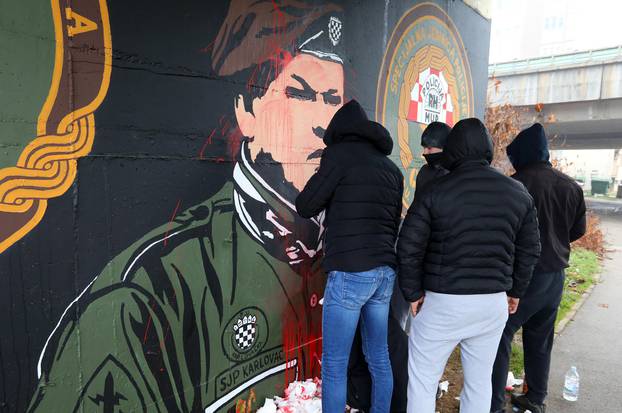 Karlovac: Tijekom noći mural Miši Hrastovu zaliven je crvenom bojom