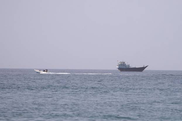 A vessel at the Strait of Hormuz, as seen from Musandam