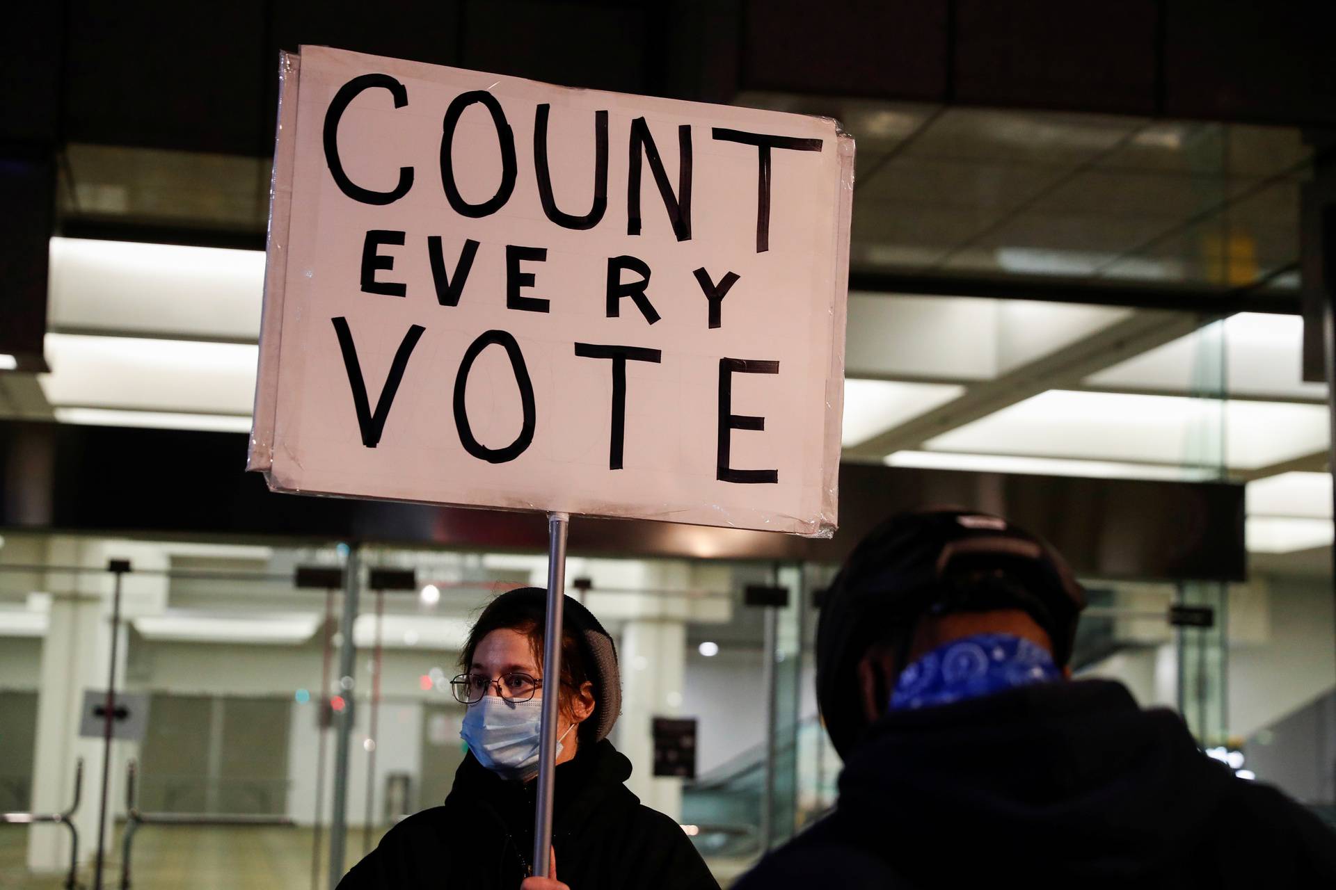 Rally outside the TCF Center the day after the 2020 U.S. presidential election, in Detroit, Michigan