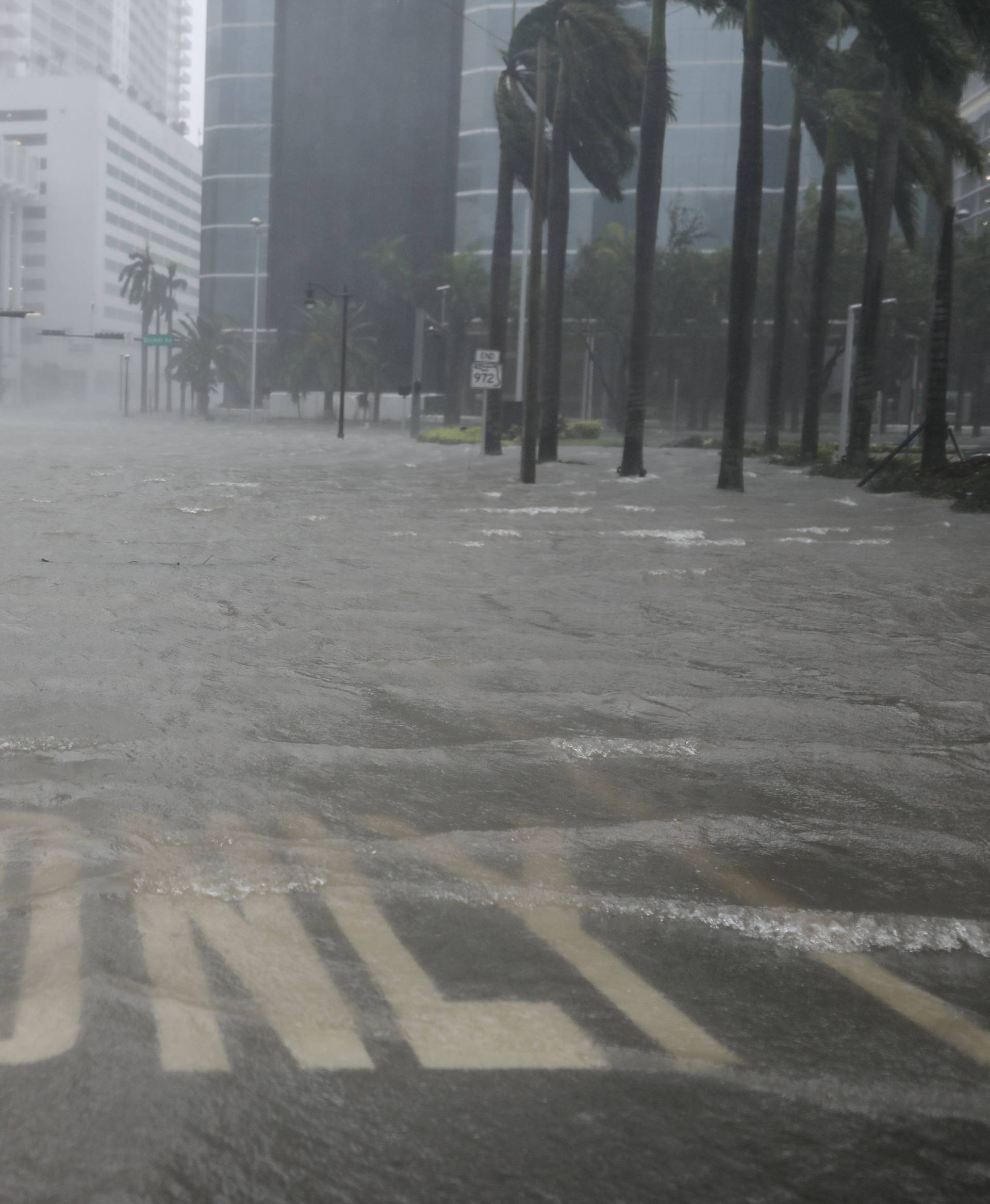 Flooding begins in the Brickell neighborhood as Hurricane Irma passes Miami