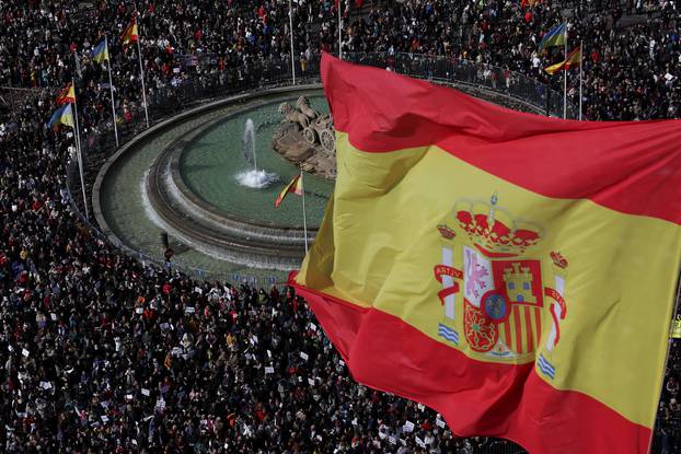 Primary health workers and residents protest against the public health care policy of the Madrid regional government, which they say is destroying primary care, in Madrid