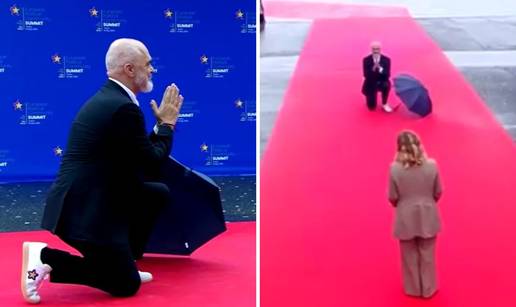 VIDEO Razlika u visini je velika: Pogledajte kako je albanski premijer Rama dočekao Meloni
