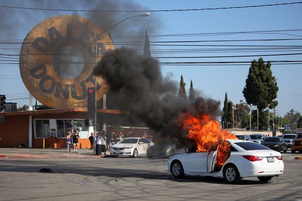 Protest following multiple detentions by Immigration and Customs Enforcement (ICE), in Paramount