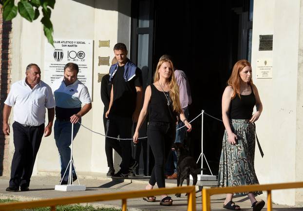 Relatives and friends of soccer player Emiliano Sala former striker French club Nantes, who died in a plane crash in the English Channel, attend his wake in Progreso