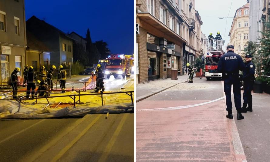 Olujni vjetar stvara kaos, srušio je skelu u Zagrebu, čupa lim i antene, bacio stablo na žice...