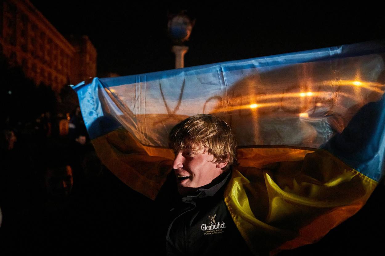 Ukrainians In Kyiv Celebrate The Liberation Of Kherson, Ukraine - 11 Nov 2022