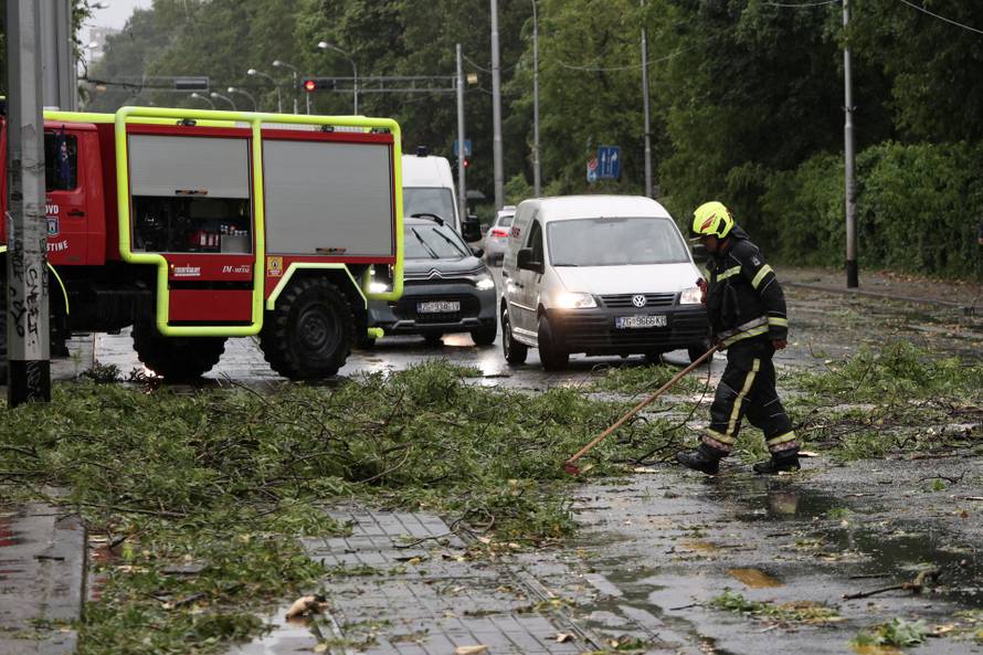 Zagreb: Palo stablo na Maksimirskoj, blokiran promet, vatrogasci na terenu