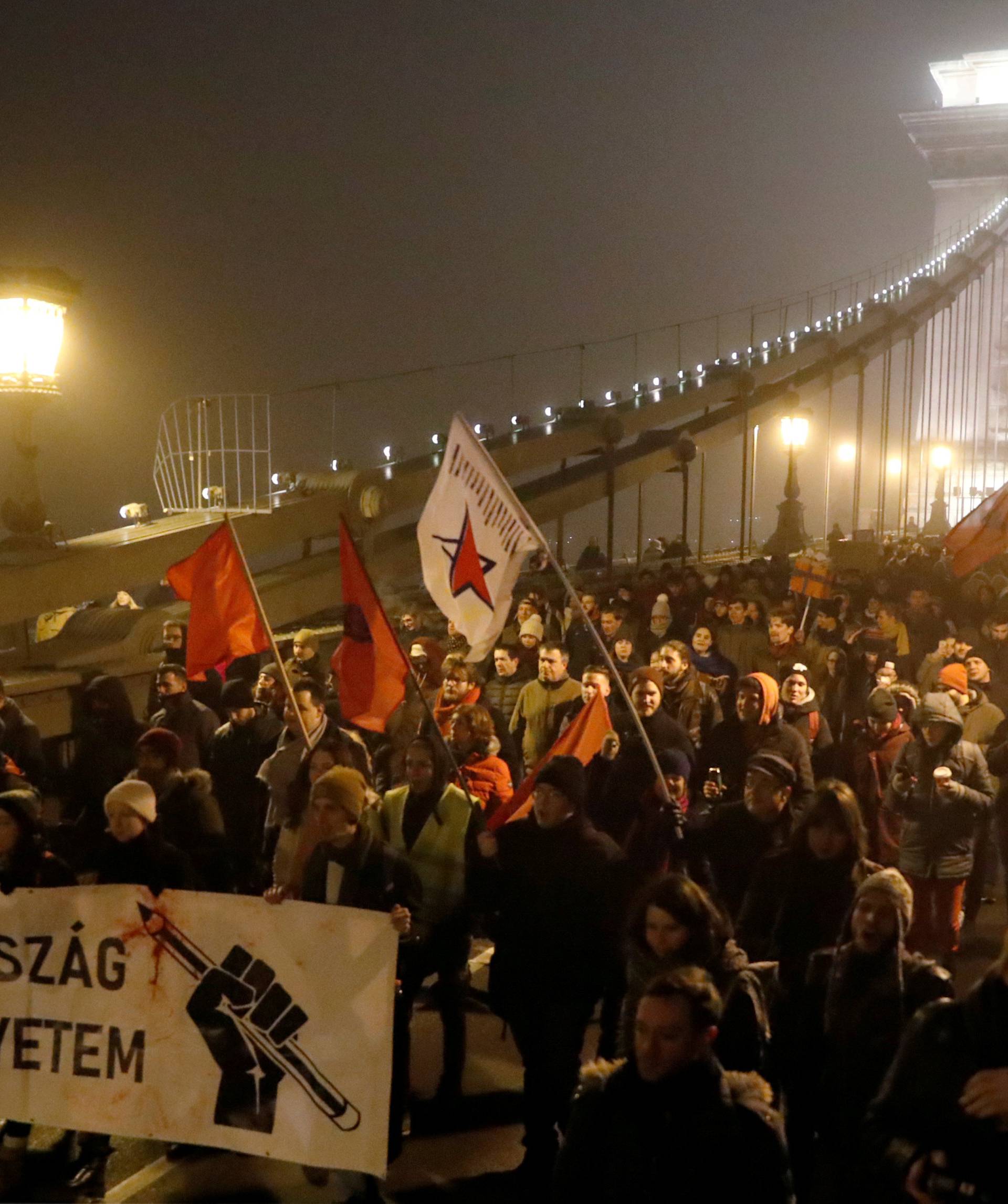 Protest against the new labour law in Budapest