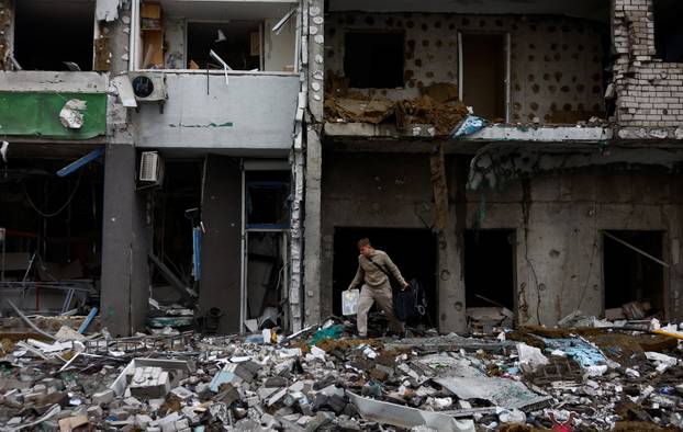 Aftermath of Russian missile and drone attack in Kyiv
