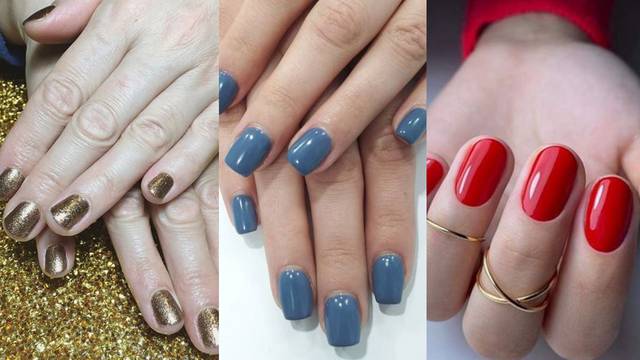 Hit boje lakova za nokte u zimi: Sivo-plava, zlatne šljokice, metalik, crvena i boja kamena