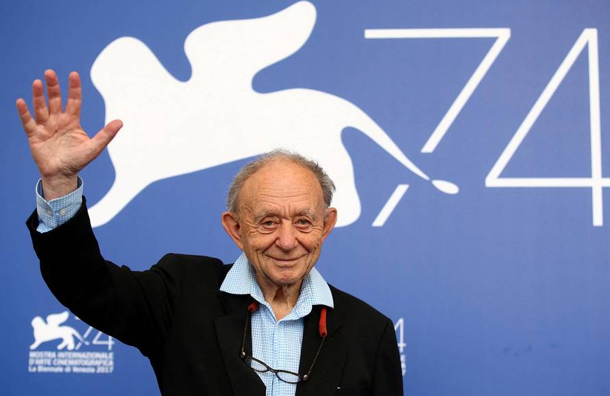 FILE PHOTO: Director Frederick Wiseman waves during a photocall for the movie "Ex Libris - New York Public Library" at the 74th Venice Film Festival in Venice