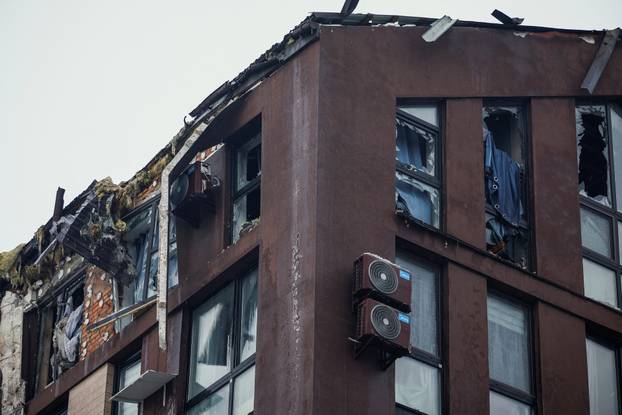 Aftermath of a Russian drone attack in Kyiv region