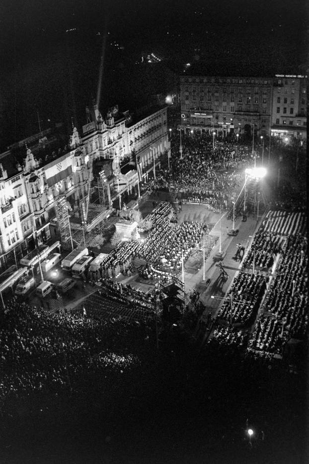 Zagreb: Svečano otkrivanje spomenika banu Josipu Jelačiću na istoimenom trgu, 15.10.1990.