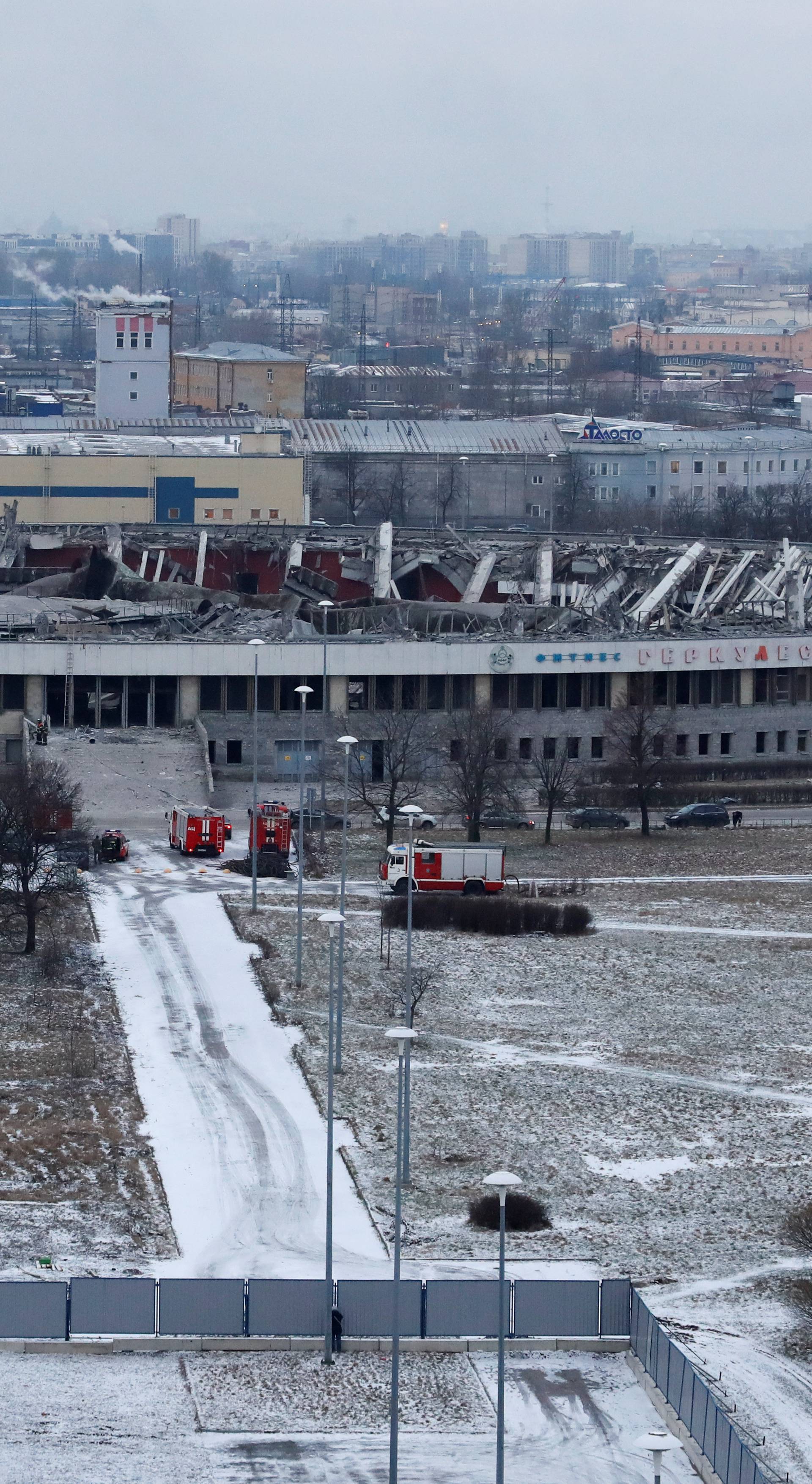 A view shows the Petersburg Sports and Concert Complex following the roof collapse in Saint Petersburg