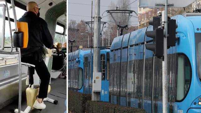 VIDEO Što je, ovo?! U tramvaj u Zagrebu unio je sobni bicikl: 'Pedalirao je tako tri stanice'