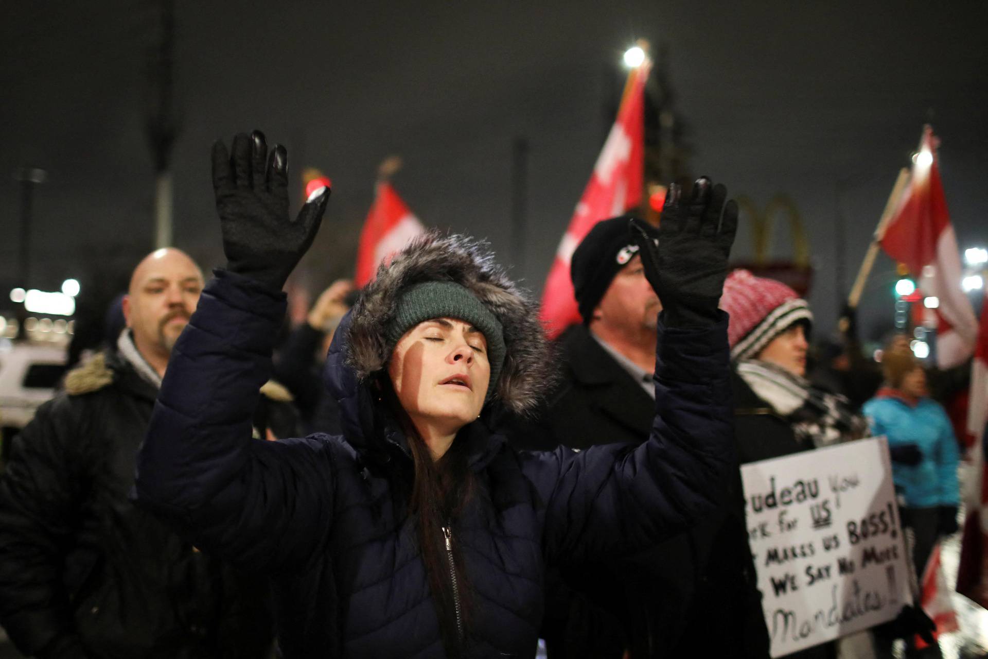 Truckers and supporters continue to protest against COVID-19 vaccine mandates, in Windsor