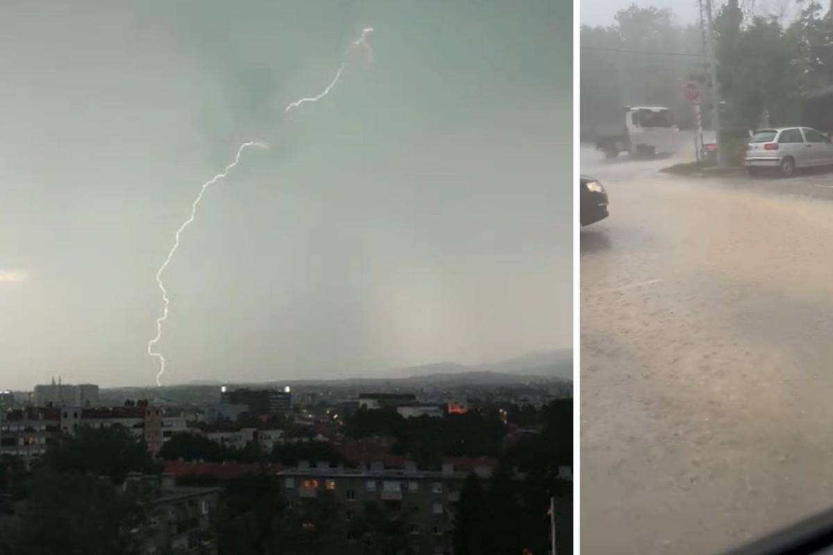 VIDEO Snažno nevrijeme je pogodilo Zagreb i okolicu: Puše jak vjetar, kiša poplavila ceste