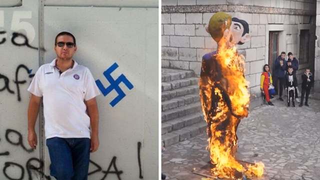 Organizator spaljivanja lutke u Imotskom pozira uz svastiku