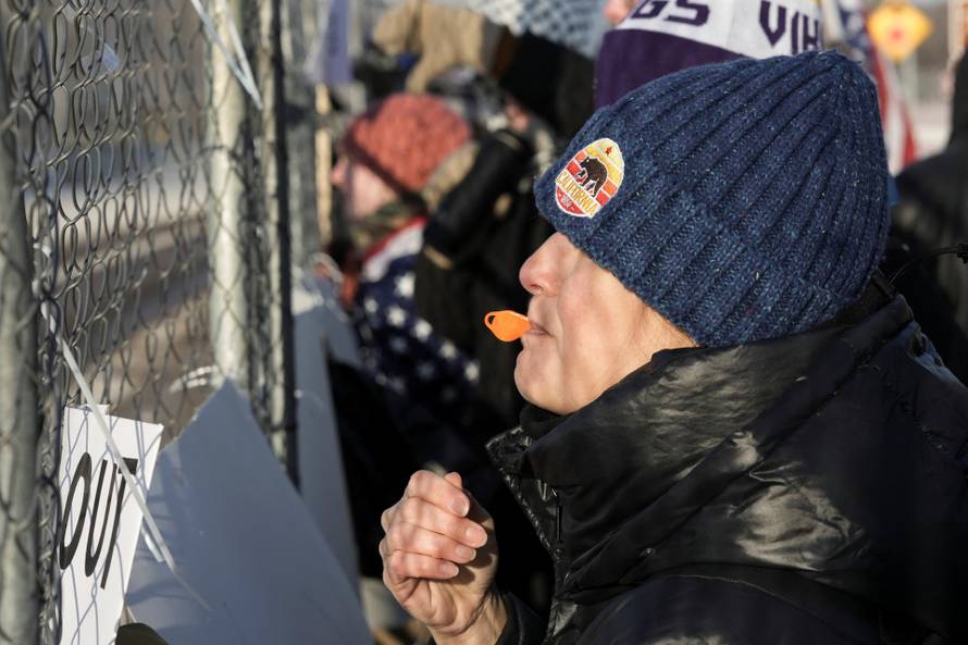 Protest after federal agents fatally shot a man while trying to detain him, in Minneapolis
