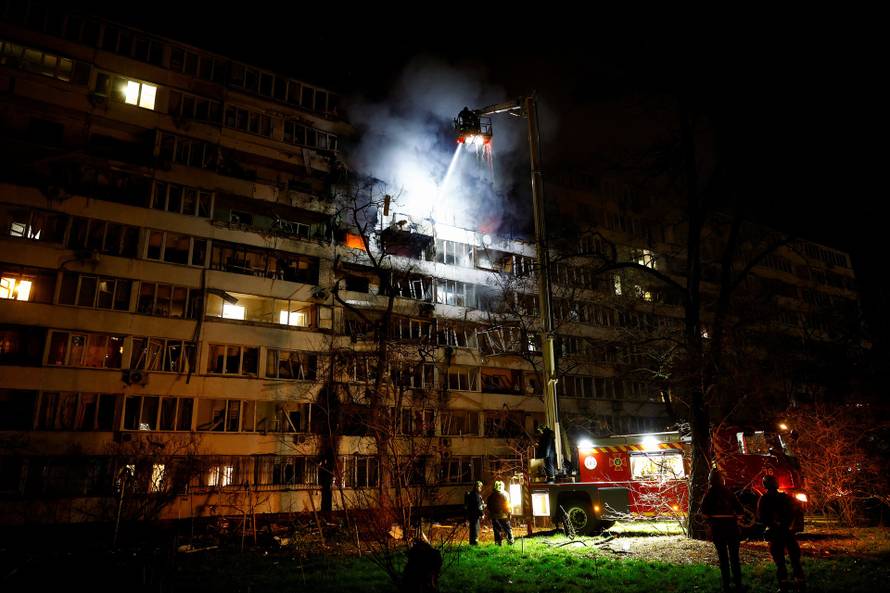Aftermath of a Russian missile and drone attack, in Kyiv