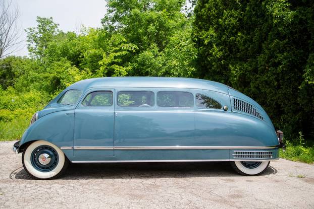 1936 Scarab minivan automobile, designed by William Stout.