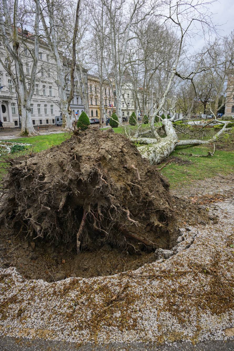 Zagreb: Posljedice nevremena na Zrinjevcu