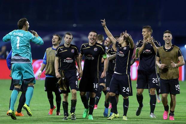 Zagreb: Slavlje Dinama nakon pobjede Arsenala u 1. kolu Lige prvaka