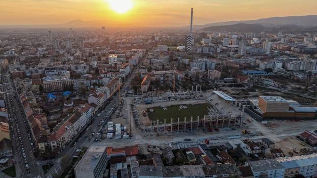 Zagreb: Fotografije iz zraka radova na novom stadionu u Kranjčevićevoj