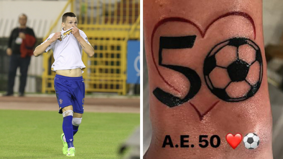 Nova tetovaža najveće zvijezde Hajduka: Broj 50 mu je u srcu