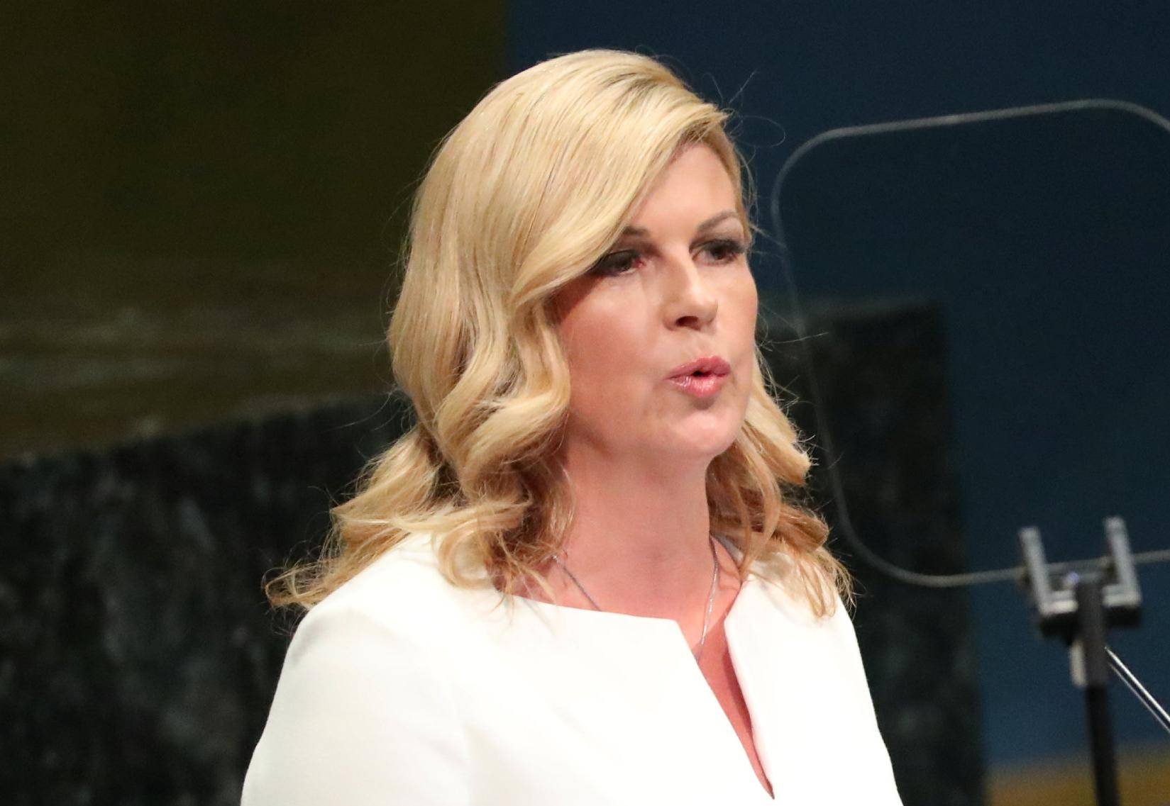 President of Croatia Kolinda Grabar-Kitarovic speaks at the Nelson Mandela Peace Summit during the 73rd United Nations General Assembly in New York