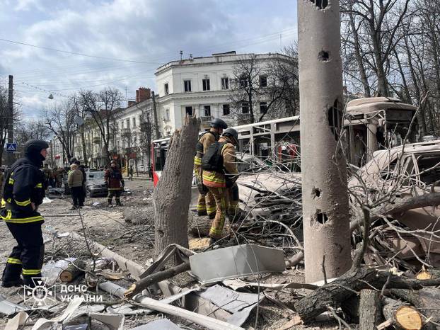 Aftermath of a Russian missile attack in Sumy