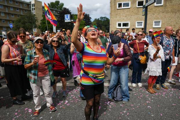 Revellers attend the annual Christopher Street Day (CSD) LGBTQ+ Pride demonstration, in Hamburg