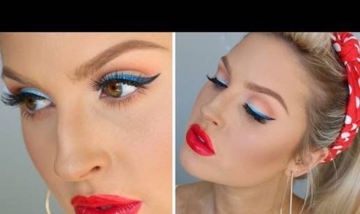 Zanosan pin up makeup: Nosi se plava mačkasta linija tuša