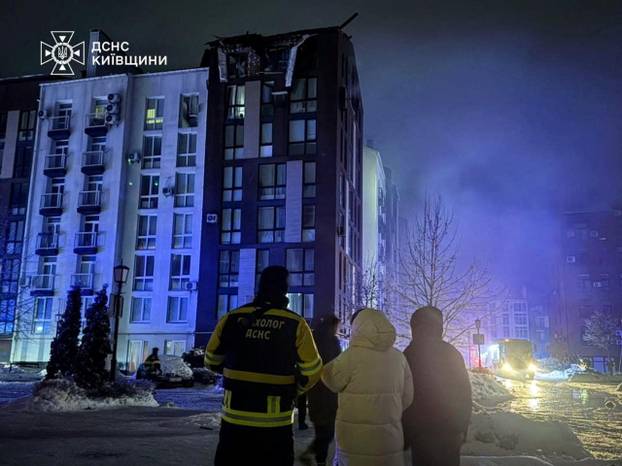 Aftermath of a Russian drone attack in Kyiv region