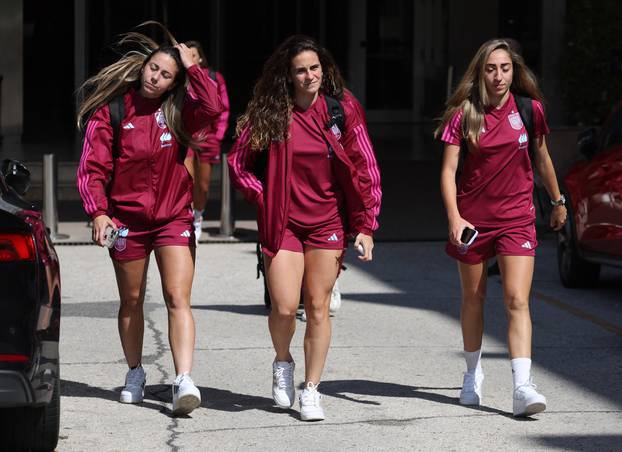 Spain women's soccer team leave their hotel