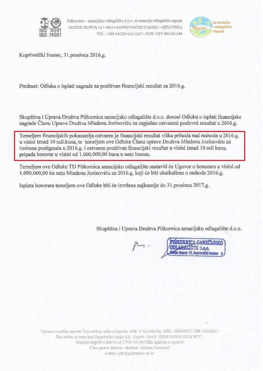 Samouhljeba će smijeniti jer si je isplatio milijunski bonus?