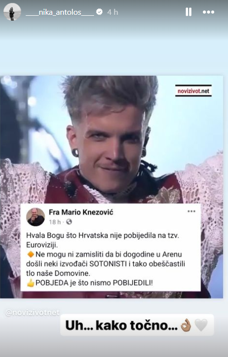 Fratar o Eurosongu: Hvala Bogu što nismo pobijedili, obeščastili bi nas. Feminnemka: Uh, točno!