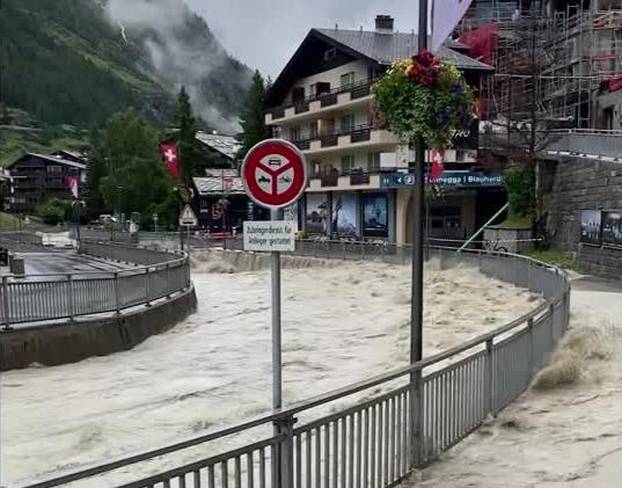 River overflows as heavy rain sparks flooding in Switzerland