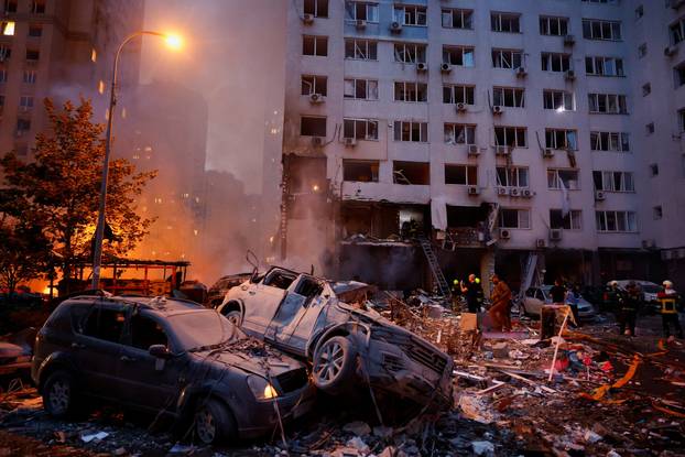 Aftermath of Russian missile and drone attack in Kyiv