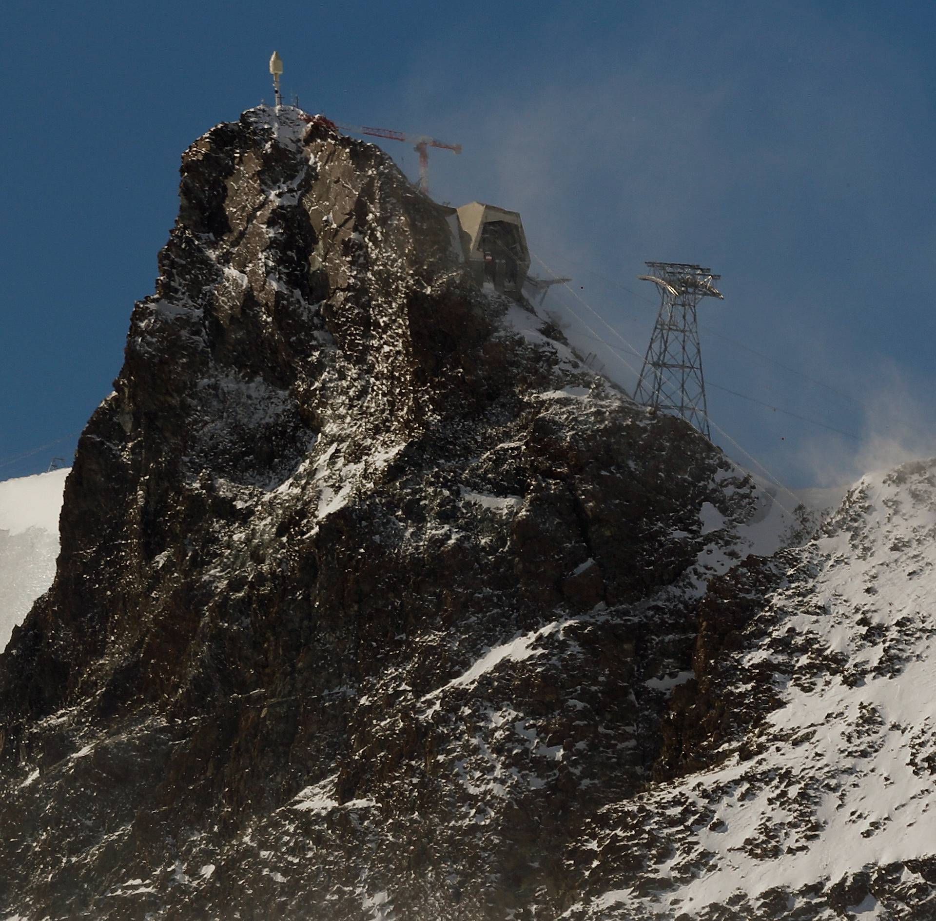 Picture shows the peak of mount Klein Matterhorn near Zermatt