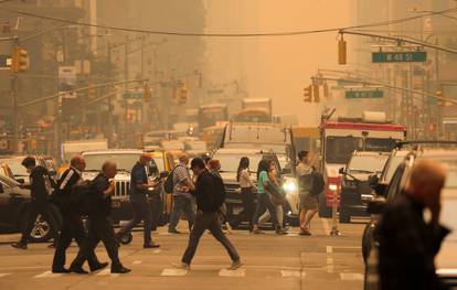 Haze and smoke caused by wildfires in Canada blanket New York City