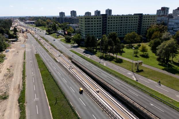 Napredak radova na Sarajevskoj cesti u Novom Zagrebu snimljen iz zraka