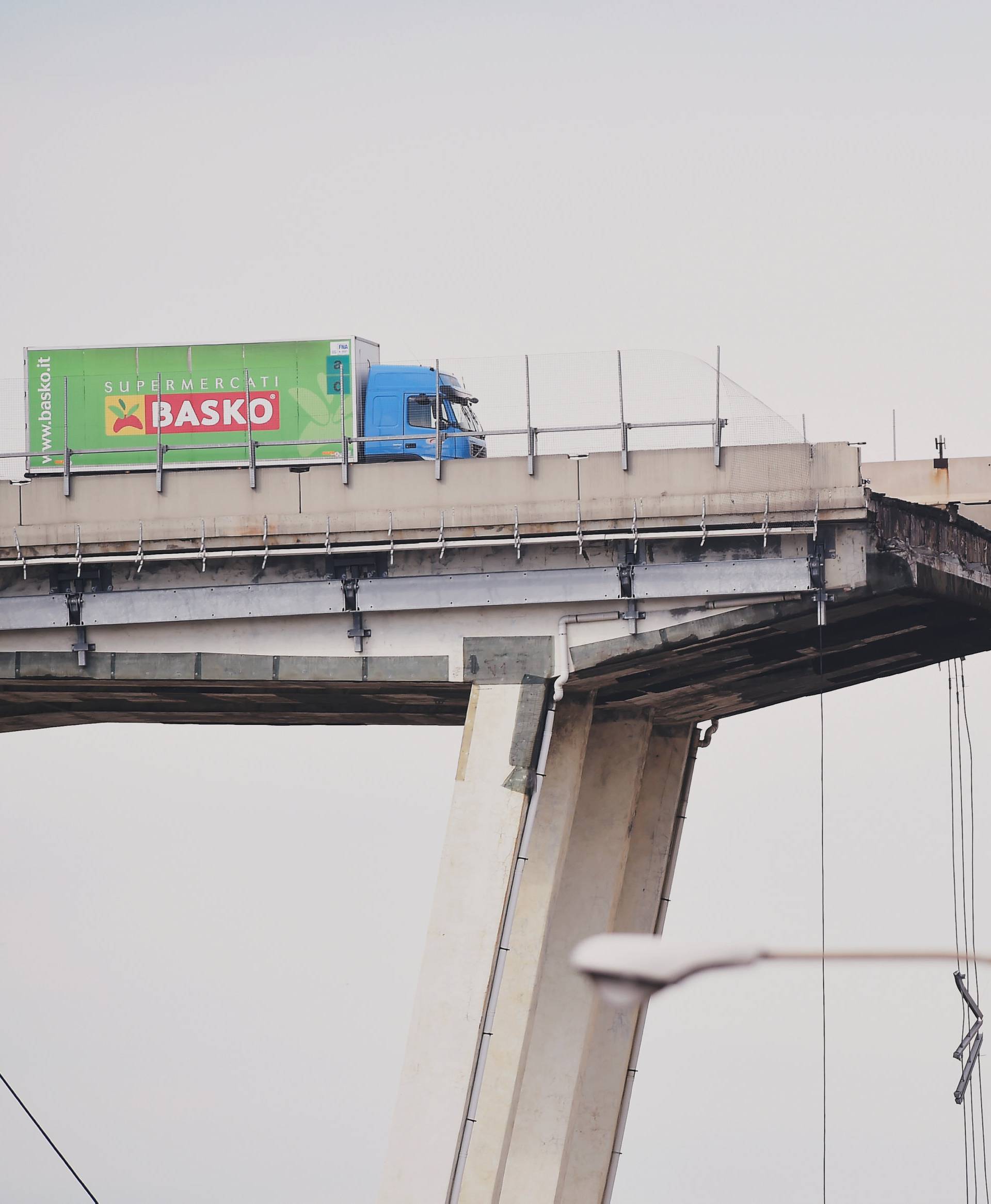 The collapsed Morandi Bridge is seen in the Italian port city of Genoa