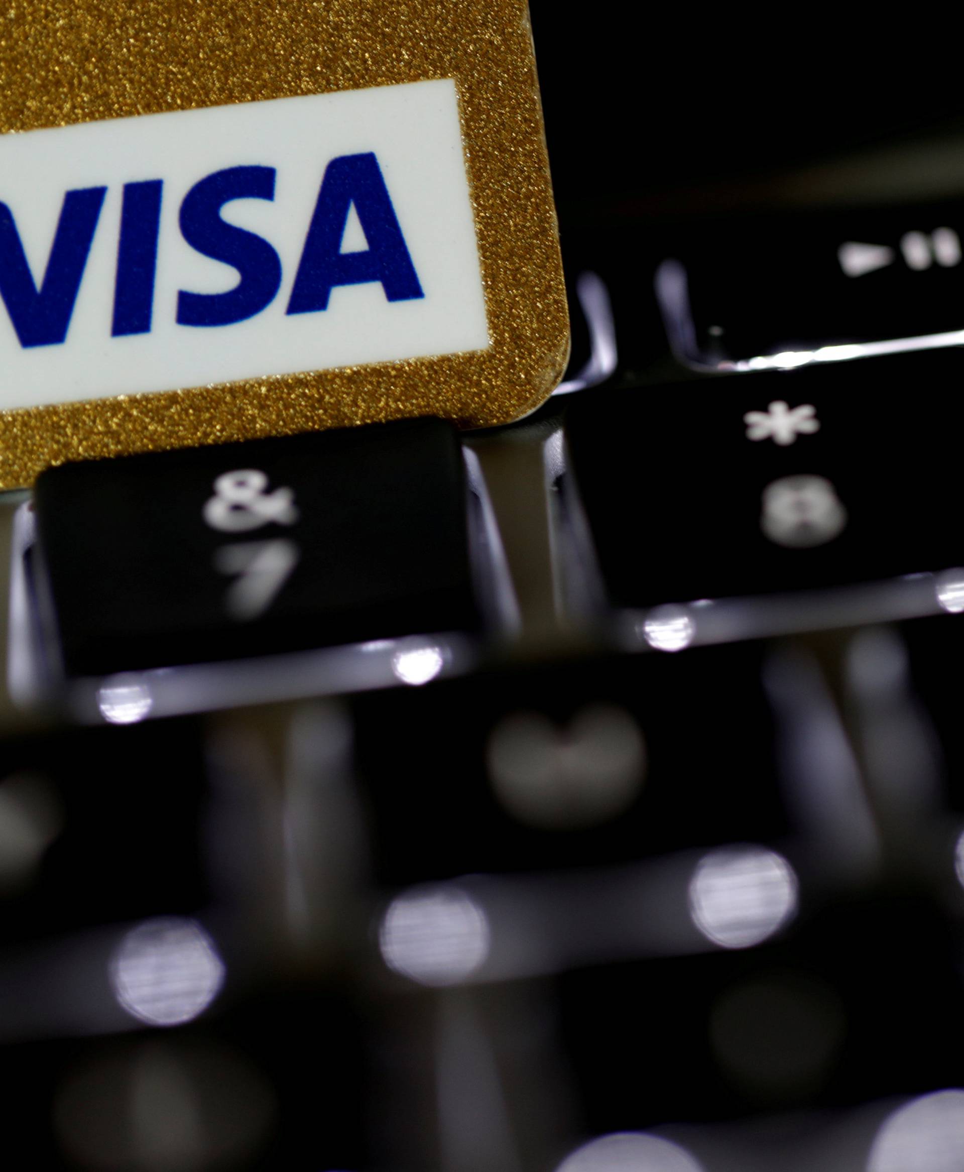 FILE PHOTO: A Visa credit card is seen on a computer keyboard in this picture illustration