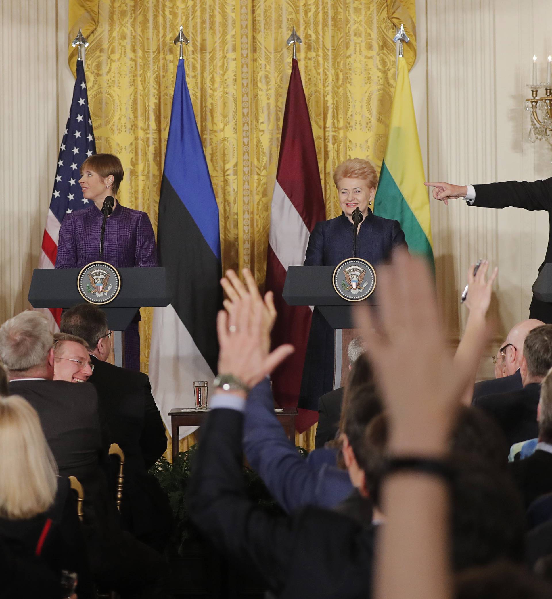 U.S. President Trump holds joint news conference with Latvia's President Vejonis, Estonia's President Kaljulaid and Lithuania's President Grybauskaite at the White House in Washington