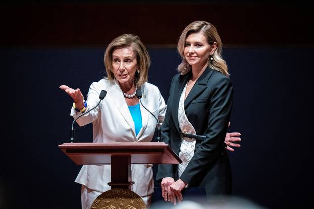 Ukrainian first lady Olena Zelenska meets members of the United States Congress, on Capitol Hill in Washington