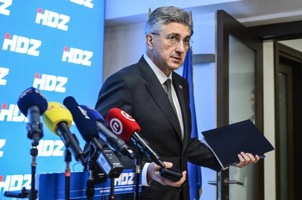 Zagreb: Izjava premijera Andreja Plenkovi&cacute;a nakon zajedni&ccaron;ke sjednice Predsjedni&scaron;tva i Nacionalnog odbora HDZ-a.