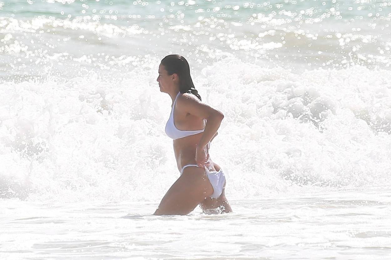 *EXCLUSIVE* Michelle Rodriguez shows a bit too much on white bikini while vacationing with a mystery blonde in Tulum