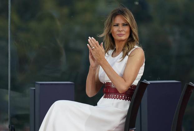 President Donald Trump and First lady Melania Trump participate in the 2020 Salute to America