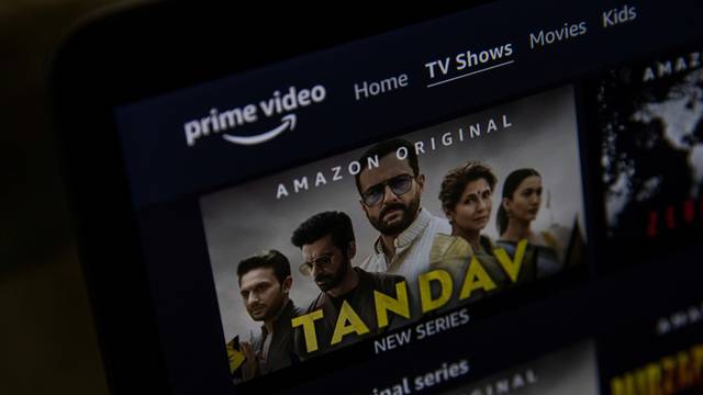 A poster of Tandav, a web series is seen on Amazon Prime Video streaming service website in this illustration picture